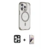 ieg™ iPhone 15 Pro Max Kılıf Eksen Klasik Koleksiyonu - Siyah Bilvis 3D Mat Cam Ekran Koruyucu + PVD Metal Kamera Lens - LT