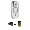ieg™ iPhone 15 Pro Max Kılıf Eksen Klasik Koleksiyonu - Siyah Buffer Cam Ekran Koruyucu + Raze Metal Kamera Lens - LT