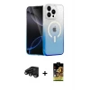 ieg™ iPhone 15 Pro Max Kılıf Eksen Minimal Özel Seri - Siyah Buffer Cam Ekran Koruyucu + Raze Metal Kamera Lens - SH
