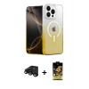 ieg™ iPhone 15 Pro Max Kılıf Eksen Minimal Özel Seri - Siyah Buffer Cam Ekran Koruyucu + Raze Metal Kamera Lens - SH