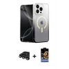 ieg™ iPhone 15 Pro Max Kılıf Eksen Minimal Özel Seri - Siyah Buffer Hayalet Cam Ekran Koruyucu + Raze Metal Kamera Lens - TMGI