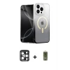 ieg™ iPhone 15 Pro Max Kılıf Eksen Minimal Özel Seri - Siyah Joko Magic 5D Hayalet Cam + PVD Metal Kamera Lens - LT