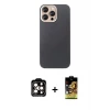 ieg™ iPhone 15 Pro Max Kılıf Eksen Prime - Siyah Buffer Cam Ekran Koruyucu + PVD Metal Kamera Lens - TU