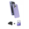 ieg™ iPhone 15 Pro Max Kılıf İz Işık Koleksiyonu - Siyah Bilvis 5in1 5D Magic Hayalet Cam Ekran Koruyucu + Raze Metal Kamera Lens - TMGI