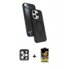 ieg™ iPhone 15 Pro Max Kılıf İz Işık Koleksiyonu - Siyah Buffer Cam Ekran Koruyucu + PVD Metal Kamera Lens - LT