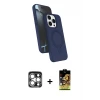 ieg™ iPhone 15 Pro Max Kılıf İz Işık Koleksiyonu - Siyah Buffer Cam Ekran Koruyucu + PVD Metal Kamera Lens - GS