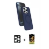 ieg™ iPhone 15 Pro Max Kılıf İz Işık Koleksiyonu - Siyah Buffer Cam Ekran Koruyucu + PVD Metal Kamera Lens - LT