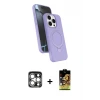 ieg™ iPhone 15 Pro Max Kılıf İz Işık Koleksiyonu - Siyah Buffer Cam Ekran Koruyucu + PVD Metal Kamera Lens - GS