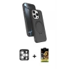 ieg™ iPhone 15 Pro Max Kılıf İz Işık Koleksiyonu - Siyah Buffer Cam Ekran Koruyucu + PVD Metal Kamera Lens - GS