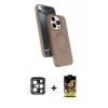 ieg™ iPhone 15 Pro Max Kılıf İz Işık Koleksiyonu - Siyah Buffer Cam Ekran Koruyucu + PVD Metal Kamera Lens - LT