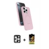 ieg™ iPhone 15 Pro Max Kılıf İz Işık Koleksiyonu - Siyah Buffer Cam Ekran Koruyucu + PVD Metal Kamera Lens - LT