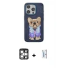ieg™ iPhone 15 Pro Max Kılıf İz Minimal Koleksiyonu - Siyah Bilvis 0.18mm Plus Cam Ekran Koruyucu + PVD Metal Kamera Lens - GS