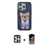 ieg™ iPhone 15 Pro Max Kılıf İz Minimal Koleksiyonu - Siyah Buffer Hayalet Cam Ekran Koruyucu + PVD Metal Kamera Lens - LT