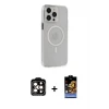 ieg™ iPhone 15 Pro Max Kılıf Kıvılcım Asil Özel Seri - Siyah Buffer Hayalet Cam Ekran Koruyucu + PVD Metal Kamera Lens - TU