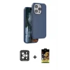ieg™ iPhone 15 Pro Max Kılıf Kıvılcım Çizgi Serisi - Siyah Buffer Cam Ekran Koruyucu + PVD Metal Kamera Lens - GI