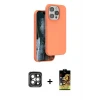 ieg™ iPhone 15 Pro Max Kılıf Kıvılcım Çizgi Serisi - Siyah Buffer Cam Ekran Koruyucu + PVD Metal Kamera Lens - GI
