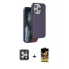 ieg™ iPhone 15 Pro Max Kılıf Kıvılcım Çizgi Serisi - Siyah Buffer Cam Ekran Koruyucu + PVD Metal Kamera Lens - GI