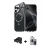 ieg™ iPhone 15 Pro Max Kılıf Kıvılcım Form Prime - Siyah Vanessa Magic Hayalet Cam + Raze Metal Kamera Lens - GS