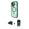 ieg™ iPhone 15 Pro Max Kılıf Kıvılcım Modern Koleksiyonu - Şeffaf 360 Full Body Arka Koruyucu + Raze Metal Kamera Lens - LT