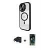 ieg™ iPhone 15 Pro Max Kılıf Kıvılcım Modern Koleksiyonu - Şeffaf 360 Full Body Arka Koruyucu + Raze Metal Kamera Lens - LT