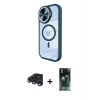 ieg™ iPhone 15 Pro Max Kılıf Kıvılcım Modern Koleksiyonu - Şeffaf 360 Full Body Arka Koruyucu + Raze Metal Kamera Lens - LT