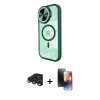ieg™ iPhone 15 Pro Max Kılıf Kıvılcım Modern Koleksiyonu - Siyah 3D Antistatik Mat Seramik Nano Ekran Koruyucu + Raze Metal Kamera Lens - LT