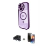 ieg™ iPhone 15 Pro Max Kılıf Kıvılcım Modern Koleksiyonu - Siyah 3D Antistatik Mat Seramik Nano Ekran Koruyucu + Raze Metal Kamera Lens - LT