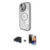 ieg™ iPhone 15 Pro Max Kılıf Kıvılcım Modern Koleksiyonu - Siyah 3D Antistatik Mat Seramik Nano Ekran Koruyucu + Raze Metal Kamera Lens - LT