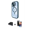 ieg™ iPhone 15 Pro Max Kılıf Kıvılcım Modern Koleksiyonu - Siyah 3D Antistatik Mat Seramik Nano Ekran Koruyucu + Raze Metal Kamera Lens - LT
