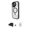 ieg™ iPhone 15 Pro Max Kılıf Kıvılcım Modern Koleksiyonu - Siyah Bilvis 0.18mm Plus Cam Ekran Koruyucu + Raze Metal Kamera Lens - LT