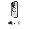 ieg™ iPhone 15 Pro Max Kılıf Kıvılcım Modern Koleksiyonu - Siyah Bilvis 0.18mm Plus Cam Ekran Koruyucu + Raze Metal Kamera Lens - SH