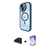 ieg™ iPhone 15 Pro Max Kılıf Kıvılcım Modern Koleksiyonu - Siyah Bilvis 5in1 3D Magic Cam Ekran Koruyucu + Raze Metal Kamera Lens - SH