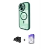 ieg™ iPhone 15 Pro Max Kılıf Kıvılcım Modern Koleksiyonu - Siyah Bilvis 5in1 3D Magic Cam Ekran Koruyucu + Raze Metal Kamera Lens - TMGI