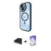 ieg™ iPhone 15 Pro Max Kılıf Kıvılcım Modern Koleksiyonu - Siyah Bilvis 5in1 3D Magic Cam Ekran Koruyucu + Raze Metal Kamera Lens - TMGI