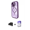 ieg™ iPhone 15 Pro Max Kılıf Kıvılcım Modern Koleksiyonu - Siyah Bilvis 5in1 3D Magic Cam Ekran Koruyucu + Raze Metal Kamera Lens - TMGI
