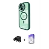 ieg™ iPhone 15 Pro Max Kılıf Kıvılcım Modern Koleksiyonu - Siyah Bilvis 5in1 3D Magic Cam Ekran Koruyucu + Raze Metal Kamera Lens - SH