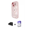 ieg™ iPhone 15 Pro Max Kılıf Kıvılcım Modern Koleksiyonu - Siyah Bilvis 5in1 3D Magic Cam Ekran Koruyucu + Raze Metal Kamera Lens - SH