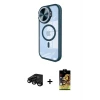 ieg™ iPhone 15 Pro Max Kılıf Kıvılcım Modern Koleksiyonu - Siyah Buffer Cam Ekran Koruyucu + Raze Metal Kamera Lens - SH