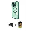 ieg™ iPhone 15 Pro Max Kılıf Kıvılcım Modern Koleksiyonu - Siyah Buffer Cam Ekran Koruyucu + Raze Metal Kamera Lens - SH
