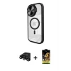 ieg™ iPhone 15 Pro Max Kılıf Kıvılcım Modern Koleksiyonu - Siyah Buffer Cam Ekran Koruyucu + Raze Metal Kamera Lens - SH