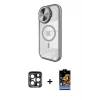 ieg™ iPhone 15 Pro Max Kılıf Kıvılcım Modern Koleksiyonu - Siyah Buffer Hayalet Cam Ekran Koruyucu + PVD Metal Kamera Lens - LT