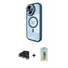 ieg™ iPhone 15 Pro Max Kılıf Kıvılcım Modern Koleksiyonu - Siyah Polymer Nano Ekran Koruyucu + Raze Metal Kamera Lens - TMGI