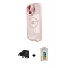 ieg™ iPhone 15 Pro Max Kılıf Kıvılcım Modern Koleksiyonu - Siyah Polymer Nano Ekran Koruyucu + Raze Metal Kamera Lens - SH