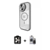 ieg™ iPhone 15 Pro Max Kılıf Kıvılcım Modern Koleksiyonu - Siyah Vanessa Magic Hayalet Cam + PVD Metal Kamera Lens - TU