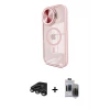 ieg™ iPhone 15 Pro Max Kılıf Kıvılcım Modern Koleksiyonu - Siyah Vanessa Magic Hayalet Cam + Raze Metal Kamera Lens - TMGI