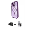 ieg™ iPhone 15 Pro Max Kılıf Kıvılcım Modern Koleksiyonu - Siyah Vanessa Magic Hayalet Cam + Raze Metal Kamera Lens - TMGI