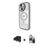 ieg™ iPhone 15 Pro Max Kılıf Kıvılcım Modern Koleksiyonu - Siyah Vanessa Magic Hayalet Cam + Raze Metal Kamera Lens - LT