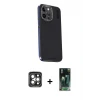 ieg™ iPhone 15 Pro Max Kılıf Kıvılcım Modern Özel Seri - Siyah 360 Mat Full Body Arka Koruyucu + PVD Metal Kamera Lens - GI