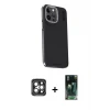 ieg™ iPhone 15 Pro Max Kılıf Kıvılcım Modern Özel Seri - Siyah 360 Mat Full Body Arka Koruyucu + PVD Metal Kamera Lens - GI