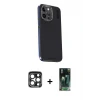 ieg™ iPhone 15 Pro Max Kılıf Kıvılcım Modern Özel Seri - Siyah 360 Mat Full Body Arka Koruyucu + PVD Metal Kamera Lens - LT